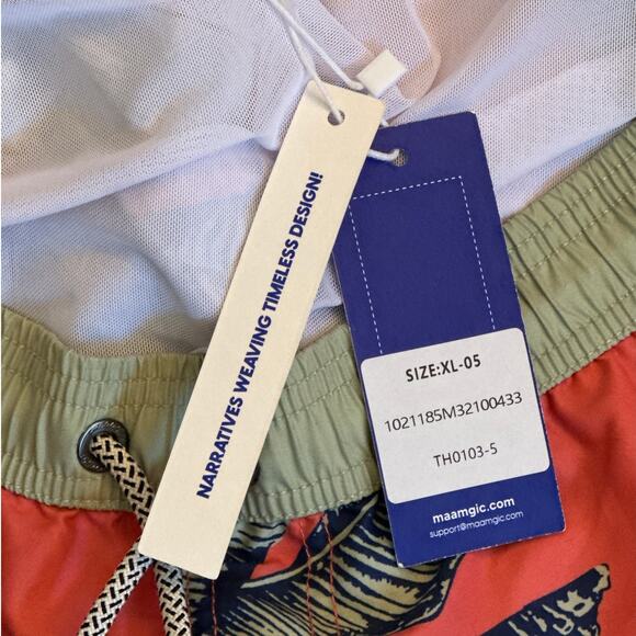 Maamgic Men's Swim Trunks Banana Leaves Size XL Tropical Quick Dry Mesh Lining - Picture 8 of 11